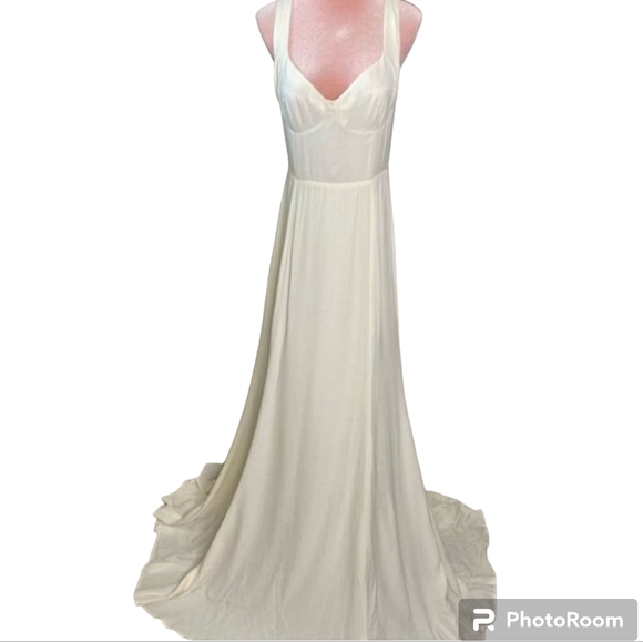 REFORMATION NWT LECCE Dress Ivory Silk Bridal Tie Wedding US0/ US 4 - Picture 9 of 13